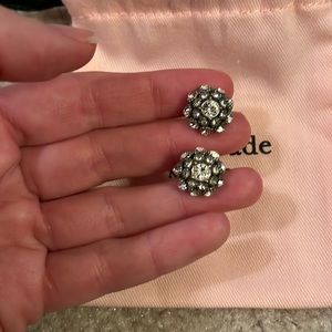 NWB New! Kate Spade Silver Crystal Confetti Stud Earrings with Jewelry Bag